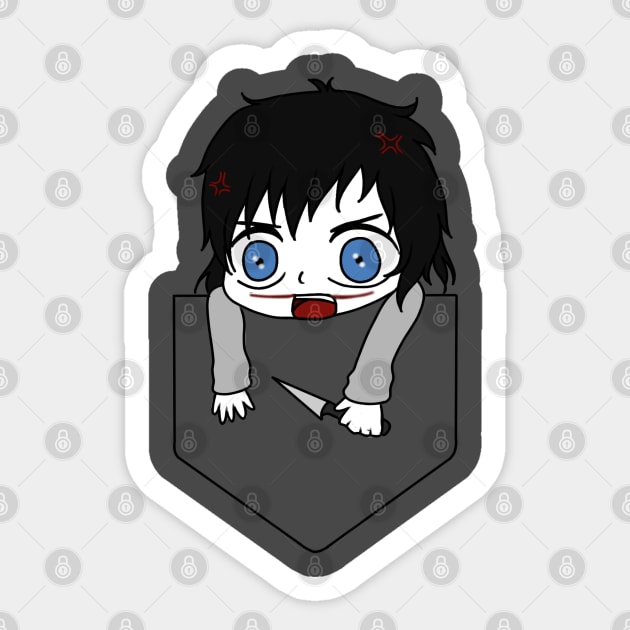 Pocket Jeff the killer Creepypasta Chibi Sticker by LillyTheChibi